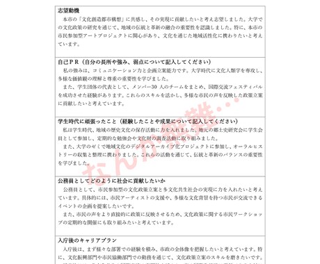 元公務員人事がエントリーシート合格レベル添削します 【公務員専用】志望先を徹底攻略して最短1日でゼロから完成可 イメージ2