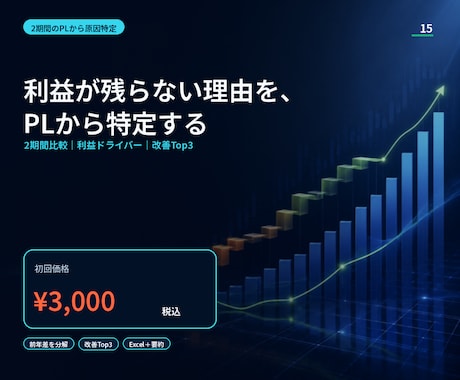 PLから利益の詰まりを見える化します 売上・粗利・固定費を分解し、改善優先順位まで提示 イメージ1