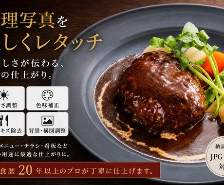 料理写真をプロの目線で美しくレタッチします 飲食歴20年のプロが料理写真を美しく補正 イメージ2
