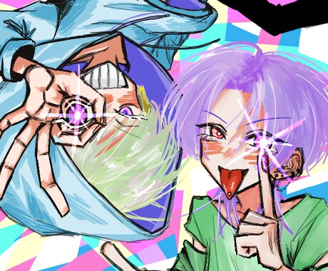 アイコン作成、オリジナルキャラクターデザインします かっこいい男女のイラストやクールでポップめな絵を描きます！ イメージ1