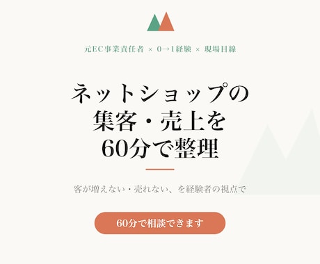 ネットショップの集客・売上を60分で整理します 新規客が増えない・売れない、を現場目線で見立てます イメージ1