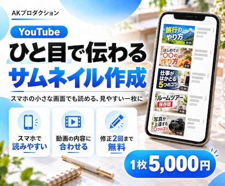 ひと目で伝わるYouTubeサムネイルを作成します イメージ1