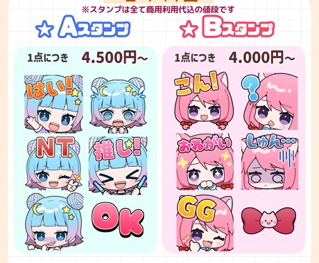 告知画像付き！配信用スタンプ描きます 1点2.500円になる構図固定4点お得セットもあります！ イメージ2