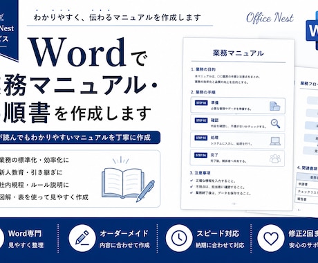 Wordで業務マニュアル・手順書を作成します 実務経験を活かし見やすく丁寧に作成します。 イメージ1