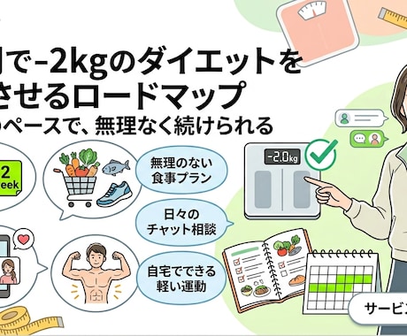 2週間で-2kgのダイエットをサポートします チャットで完結！お悩み聞かせてください イメージ1