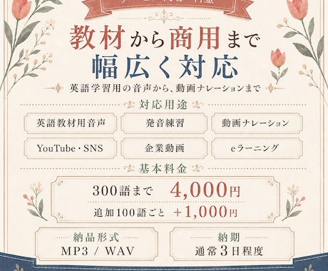 発音のプロが伝わる英語音声を収録します 英検1級・EPT満点｜教材のお手本から動画ナレーションまで イメージ2
