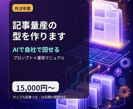 AI記事作成の仕組みを構築して納品します 毎回外注しない。自分で量産できる型を渡します イメージ1