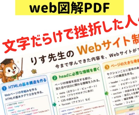 HTML/CSS可愛い図解で初心者資料提供ます web制作！AIで作成！図解でパッとわかる！コーダー資料！ イメージ1