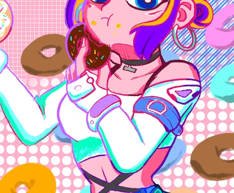 ビビットな色彩のかわいいイラストを描きます 楽曲のジャケット作成経験アリ！ヘッダー等にも対応します！ イメージ1