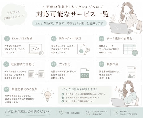 Excel VBA作成・修正 作業を自動化します 迅速な対応｜関数・集計・VBA イメージ2