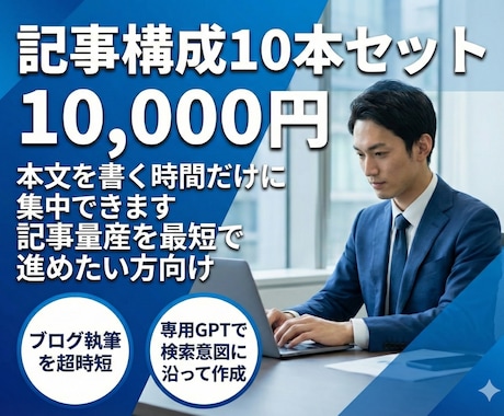 構成10本：検索に強い記事タイトル＆見出し作ります 専用GPTsで量産！記事制作の時間を大幅に短縮できます イメージ1
