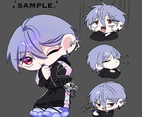 ミニキャライラスト描きます 暗め背景に映えるかわいいミニキャライラスト、描かせて下さい！ イメージ2