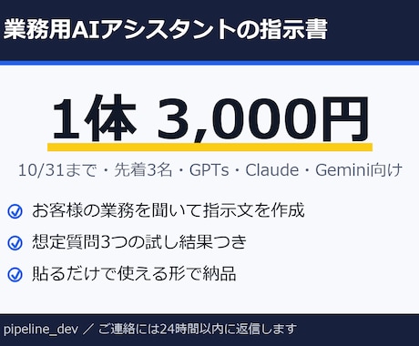 ChatGPT等の業務用AI指示書を作ります イメージ1