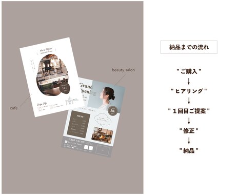 シンプルで相手に伝わるチラシを作成します これからお店をオープンする方やデザイン初めての方に！ イメージ2