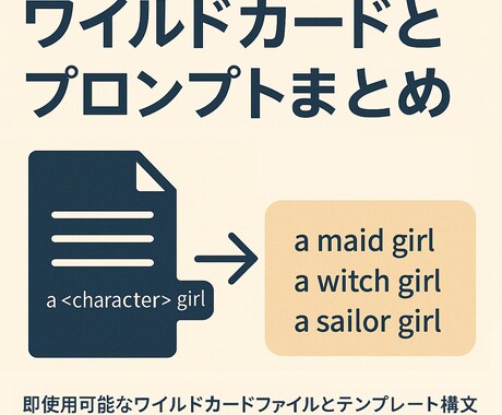 AI画像用ワイルドカード＋プロンプト集を販売します 寝てる間に数百種類の画像生成！ イメージ1