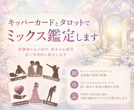 キッパーカードとタロットでミックス鑑定します 距離感や心の向き、相手の心情等深く多角的に鑑定します イメージ1