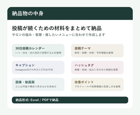 美容サロン向けSNS投稿設計します 投稿ネタ・本文・カレンダーまで対応 イメージ2