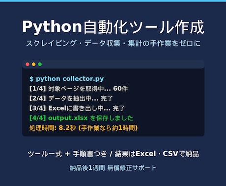 Pythonで面倒な作業を自動化ツールにします スクレイピング・データ収集・集計の手作業をゼロに イメージ1