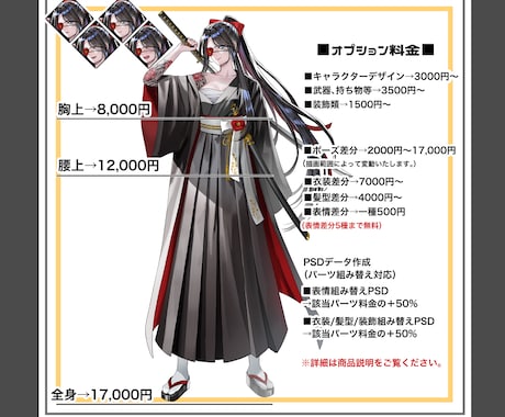 表情差分5種まで無料！立ち絵制作いたします TRPG、ゲーム、動画等にいかがでしょうか？ イメージ2