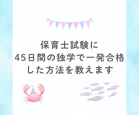 保育士試験に45日で合格した独学勉強法を教えます 低予算かつ短期間の独学で一発合格したい方向けにおすすめです イメージ1