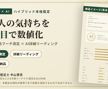 あの人の恋愛パワーをフーチ×AIで鑑定します 手動フーチ測定×AI詳細分析｜25項目+鑑定書PNG納品 イメージ1