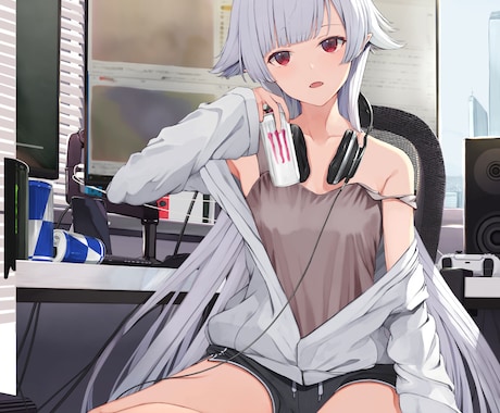 Vtuberキャラデザに一枚絵まで高品質で承ります Vtuber用立ち絵イラストやパーツ分け、配信用サムネ制作も イメージ1