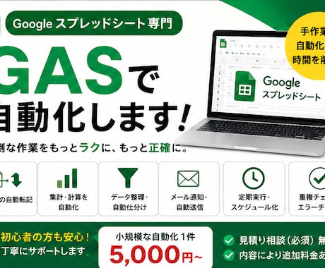 面倒なスプレッドシート作業をGASで自動化します 転記・集計・整理など毎日の手作業を効率化します イメージ1