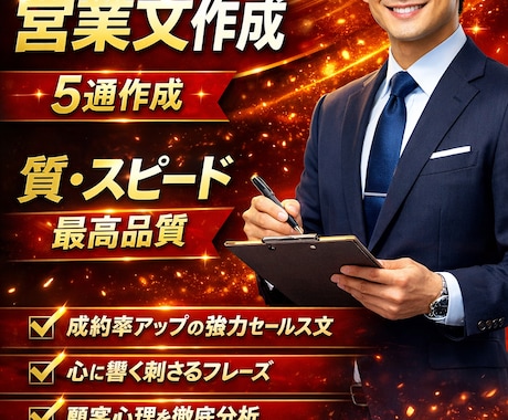 爆反響！全国営業No1がブッ刺さり営業文を考えます 相手の客層・属性に合わせたブッ刺さる営業文を作成 イメージ1