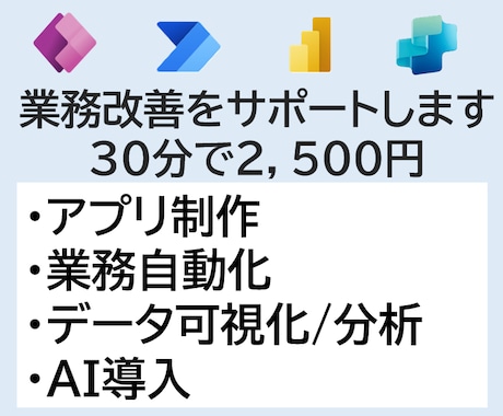 PowerAppsでのアプリ制作を支援します 初心者歓迎！DX化、自動化、データ可視化、AI導入をサポート イメージ1