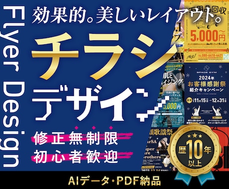 初心者歓迎！プロが効果的なチラシをデザインします フライヤー制作実績10年以上！あなたのイメージ、形にします！ イメージ1