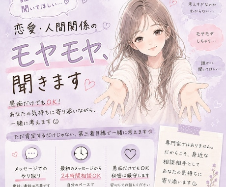 愚痴、人間関係のモヤモヤ、恋愛相談聞きます 専門家ではないからこそ、現実的な第三者目線で一緒に考えます イメージ1