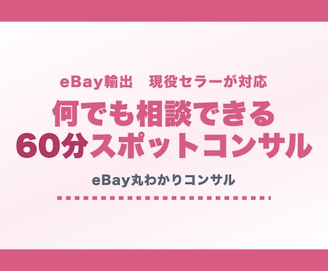 eBay60分スポットコンサル｜何でも対応します 独学のサポートに。時間内いくつでも質問可能です！ イメージ1