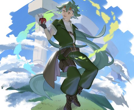 ソシャゲ風の立ち絵を描きます どんな用途にでも使えるソシャゲ風の背景付き立ち絵です。 イメージ1