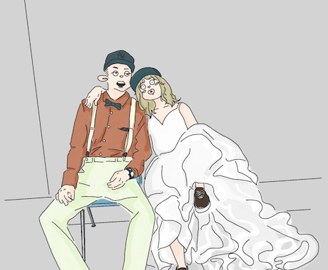 ウエディングイラストを描きます 明るい未来に向けてお二人の似顔絵はいかがですか？♡ イメージ2
