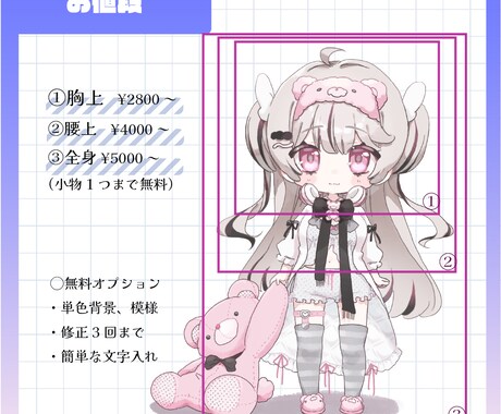 可愛いSDイラスト描きます 全身イラストは小物一つお付けします イメージ2
