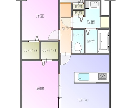 カラーの鮮やかなマイソク図面を作ります グラデーション仕上げで明るい印象を与えます イメージ2