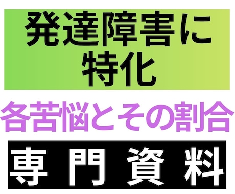 発達障害に特化　発達障害関連の各苦悩とその割合ます 発達障害の苦悩を割合ベースで本格分析　他ではほぼ扱わない情報 イメージ1
