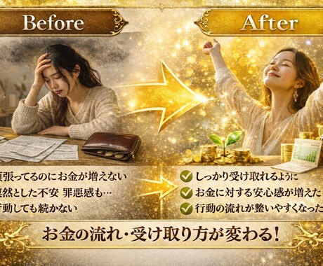 お金を引き寄せる体質へ→お金のブロックを解除します 無意識にあるお金の思い込みを手放しお金の流れを整えます イメージ2