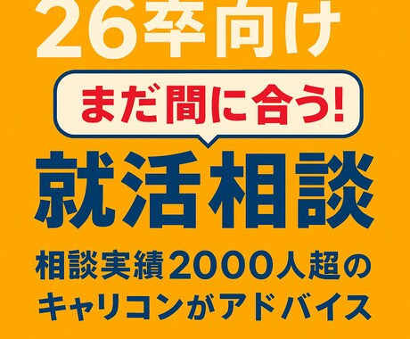 26卒限定★就活の進め方・お悩みにアドバイスします 就活継続中の方へ！実績多数のキャリコンがしっかりサポート◎ イメージ1