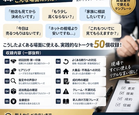 出張買取の営業トーク集を作成します 現場で使える切り返し50選を収録 イメージ2