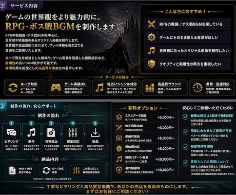 RPG・ボス戦向けBGM制作します ゲーム実装を前提に戦闘・ボス戦向けの高品質BGMを制作します イメージ2
