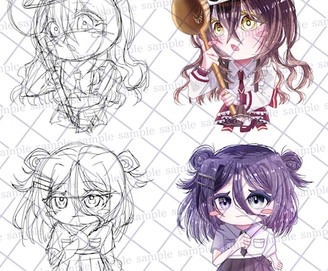 最強に可愛いミニキャラを描きます 商用利用可、複雑な装飾も追加料金なしです！ イメージ2