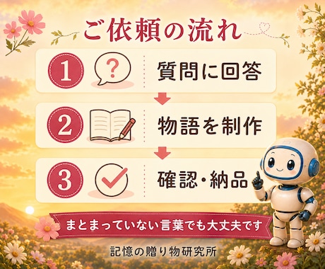 大切な思い出を心に残る物語にします 言葉にできない気持ちを丁寧に物語へ紡ぎます。 イメージ2