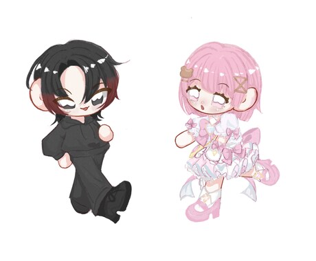 ゆるふわなミニキャライラストお描きいたします ペアイラスト1000円でお描きいたします！ イメージ2