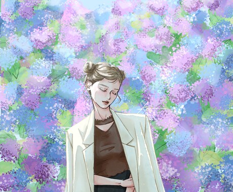 モード×透明感　雑誌の1ページのような絵を描きます 1枚絵・アイコン・挿し絵などジャンル問わずご相談ください イメージ2