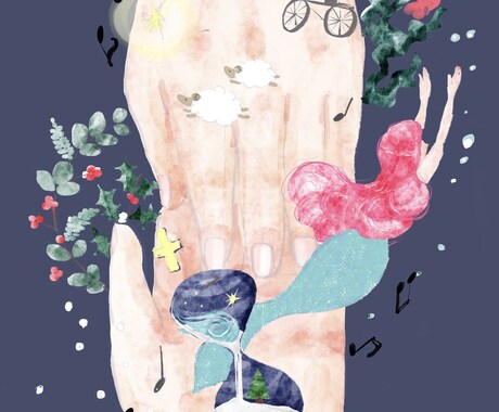 水彩手描き風のちょっとアートなイラスト描きます オシャレで大人可愛い、上品なイラスト。暖かなナチュラル感。 イメージ1
