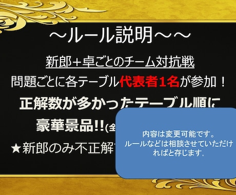 結婚式で大盛り上がり！格付け風パワポ作成いたします 全員参加型で会場が一体に！演出・編集も自由対応！ イメージ2