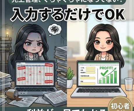入力だけで利益が分かる収支管理シート作ります 副業初心者向け｜入力するだけで利益がわかる管理シート作ります イメージ1