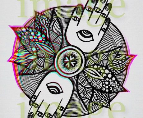 曼荼羅風イラスト手描きで描きます 個性的なモチーフ、ならではのデザインで描いていきます イメージ2