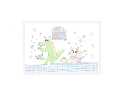 ファンシーな世界観のアニマルのイラスト作成します SNSアイコンからグッズ等まで対応します！ イメージ2